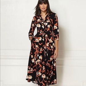 Eva Mendes Floral Shirt Dress